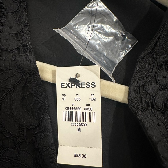 Express Lace V-Neck Long Sleeve Tie Waist Peplum Top - Picture 8 of 16